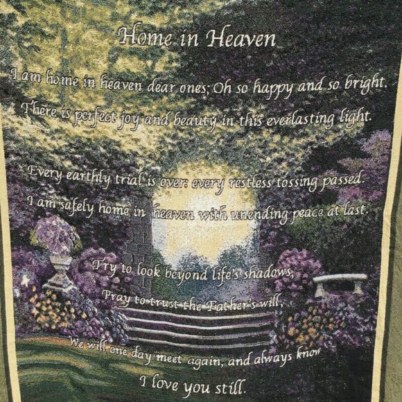 Home in Heaven Memorial Blanket Tapestry Throw 60x54 Grieving Death of Loved One - Picture 2 of 5
